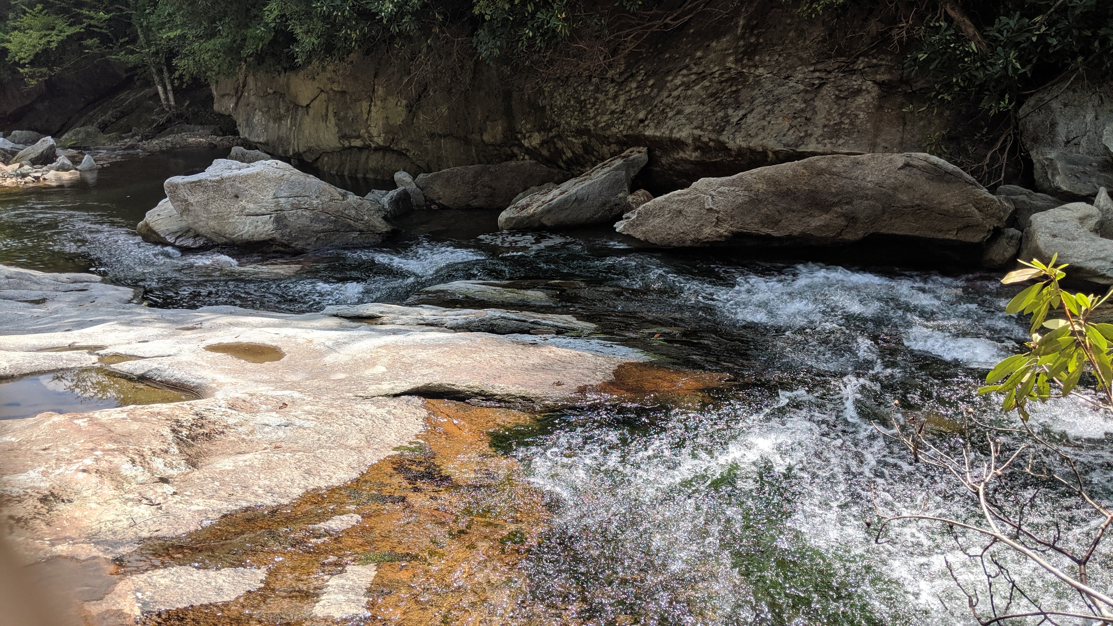 Close view of a rocky creek along a Boone-area trail