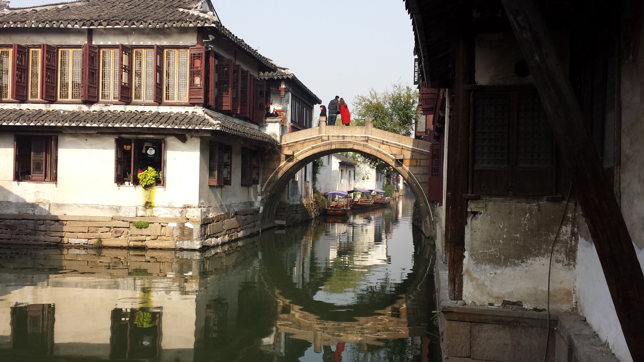 Arched stone bridge over a canal in Zhouzhuang